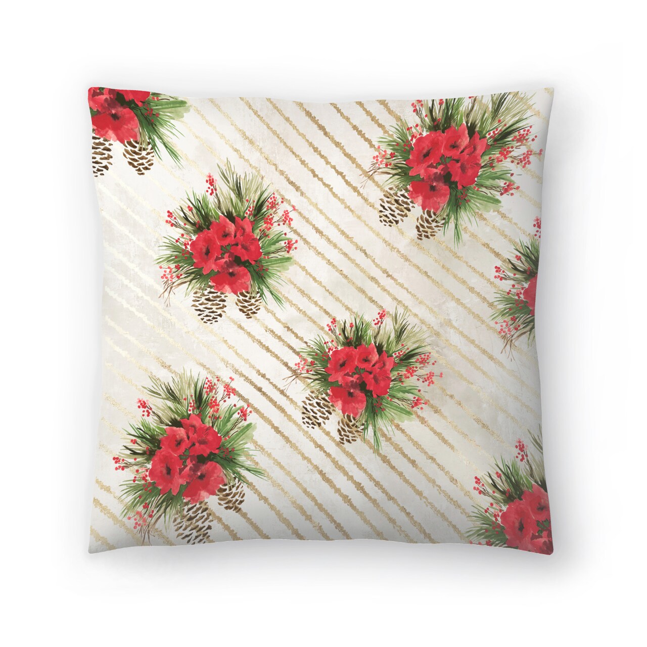 Poinsettia Ornate On White Throw Pillow Americanflat Decorative Pillow